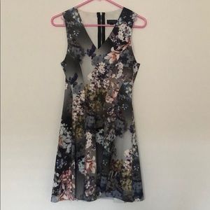 Gray Ombré Floral Dress